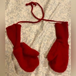 Red wool mittens